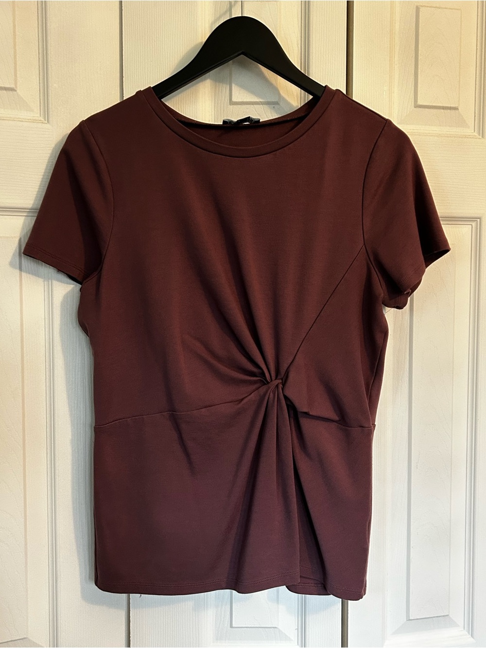 Women’s Twist-Front Short Sleeve Top - Deep Mauve